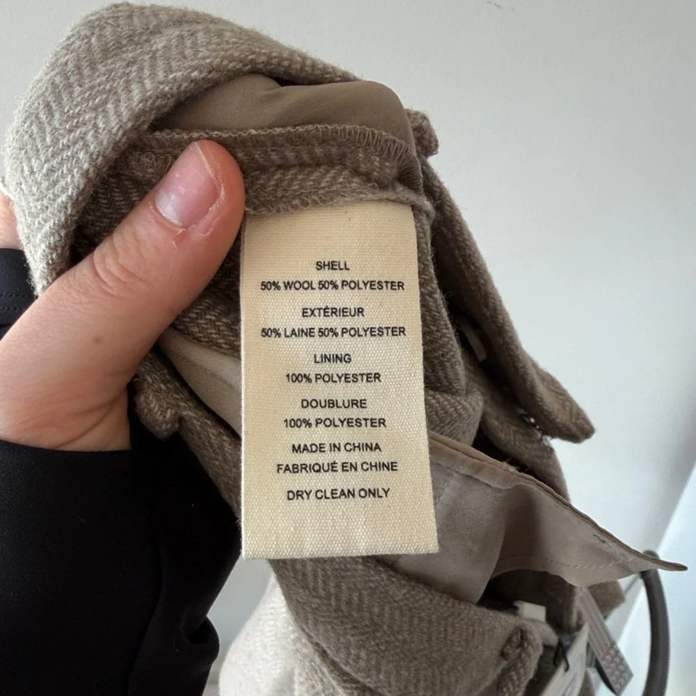 NWT L’AGENCE Ludivine Wool Blend Trouser in Beige/Tan Herringbone - 6